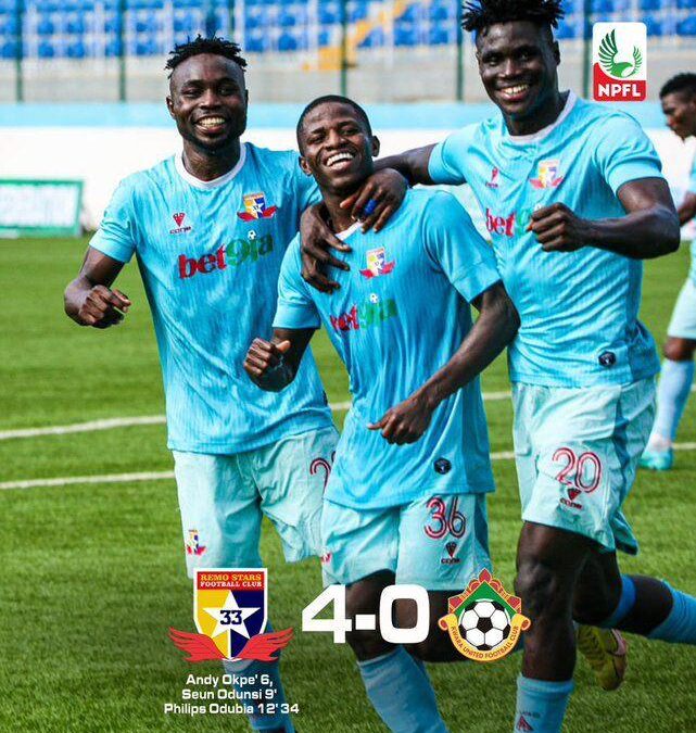 NPFL: Remo Stars Trounces Kwara United 4-0, Berths Super 6 Spot
