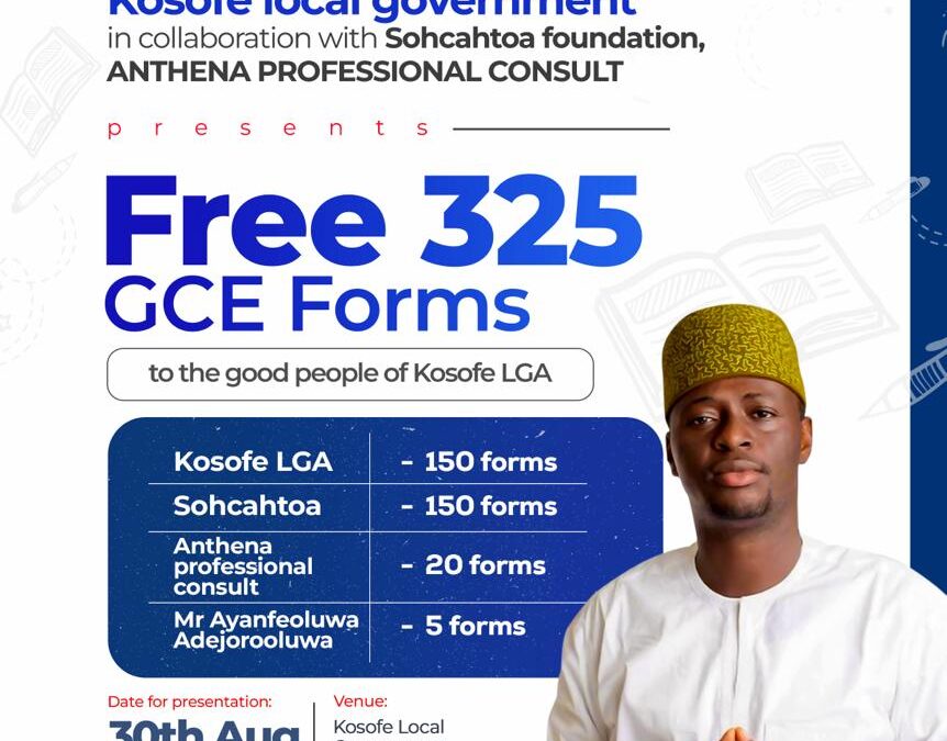 Kosofe Local Government Chairman Distributes Free 325 GCE Forms